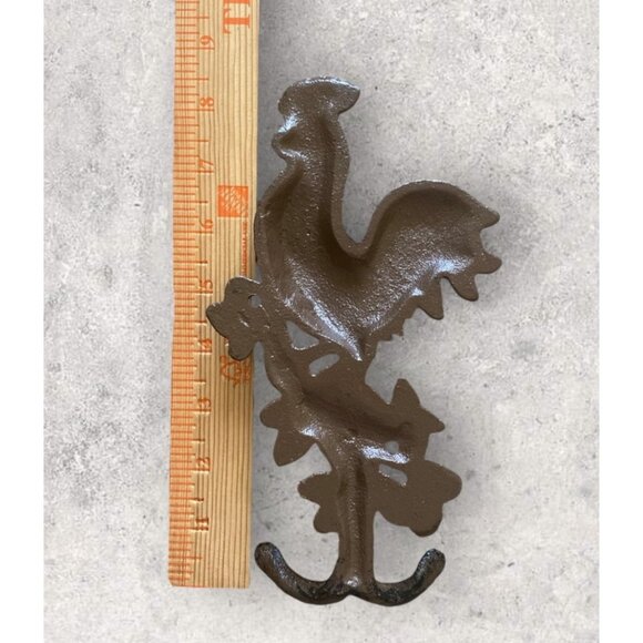 Rustic Cast Iron Rooster Wall Hook Decorative Rustic Farmhouse Accent - Picture 3 of 3